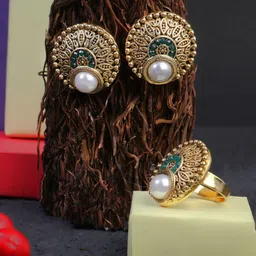 Adwitiya Collection Gold-Plated  Artificial Stones Jewellery Set-34