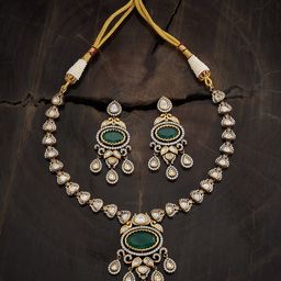 Kushal's Fashion Jewellery Gold Plated Kundan Studded Necklace & Earrings-image-16
