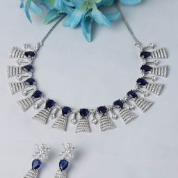 ZENEME Rhodium-Plated AD-Studded Jewellery Set-picture-31