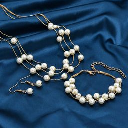 Shining Diva Fashion Gold-Plated Pearls Studded Jewellery Set-8