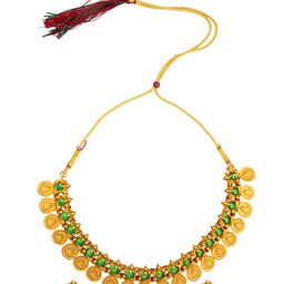Shining Jewel - By Shivansh Gold-Plated Temple Choker Stone Studded Jewellery Set-picture-24