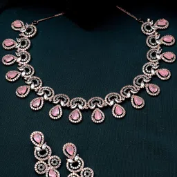 KARATCART Rose Gold-Plated CZ-Studded Jewellery Set-29