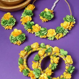 ZENEME Gold-Plated Floral Beaded Jewellery Set-image-20