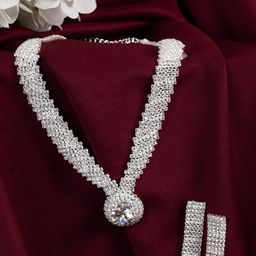 SOHI Silver-Plated White Stone-Studded Jewellery Set-image-52