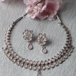 Kennice Rhodium-Plated AD-Studded Necklace & Earrings-image-11