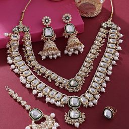 Zaveri Pearls Gold-Plated Kundan-Studded Jewellery Set-image-52