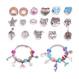 Melbees by Yellow Chimes Girls Set Of 2 Silver Plated Stone Beaded Charm Bracelet-image-26