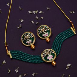Jazz and Sizzle Gold-Plated Kundan-Studded & Beaded Jewellery Set-image-96