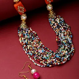 PANASH Gold-Plated Beaded Layered Jewellery Set-image-60