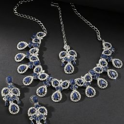 VATSALYA creation Rhodium-Plated Stone Studded Jewellery Set-picture-8