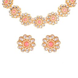 Jazz and Sizzle Gold-Plated Kundan-Studded Floral Jewellery Set-image-26