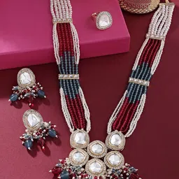 Zaveri Pearls Gold-Plated Stone-Studded & Beaded Jewellery Set-36