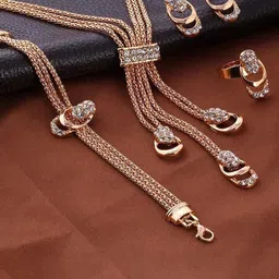 Shining Diva Fashion Gold Plated Crystal Studded Jewellery Set-45