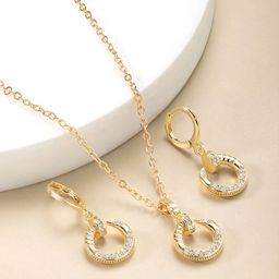 Peora Gold-Plated Cubic Zirconia-Studded Jewellery Set-image-59