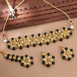 Sukkhi Gold Plated Necklace With Earrings-picture-34