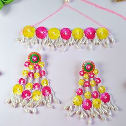 Sangria Gold-Plated Beaded Necklace And Earrings-31