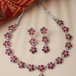 Kennice Rhodium-Plated AD-Studded Necklace & Earrings-image-74