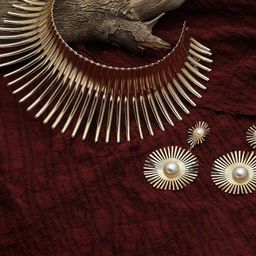 SOHI Gold-Plated Gold-Toned Pearl Studded Designer Jewellery Set-51