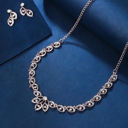 Yellow Chimes Rose Gold-Plated A5 Crystal Stone Studded Jewellery Set-image-44