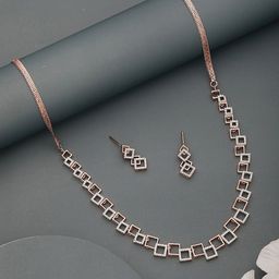 Saraf RS Jewellery Rose Gold Plated AD Studded Jewellery Set-28