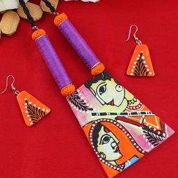 UNIVERSITY TRENDZ Shri Ram Sita Hand Painted Terracotta Jewellery Set-image-43
