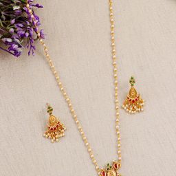 UNIVERSITY TRENDZ Gold Plated Pearls Studded  Jewellery Set-23