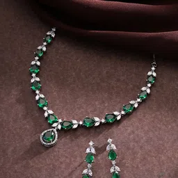 Priyaasi Silver-Plated AD-Studded Jewellery Set-image-51