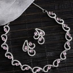 ZENEME Rhodium-Plated AD-Studded Jewellery Set-3