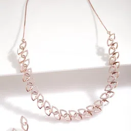 Rubans Rose Gold Plated Cubic Zirconia Studded Jewellery Set-image-22
