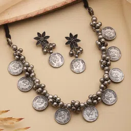 Jazz and Sizzle Silver-Plated Coin Beaded Jewellery Set-39