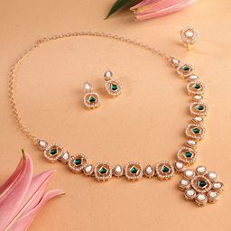 Zaveri Pearls Gold-Plated AD & Kundan-Studded Jewellery Set-20