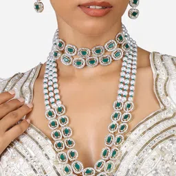 Zaveri Pearls Gold Plated AD Studded Jewellery Set-32