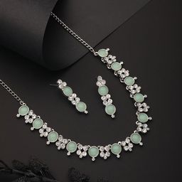 Jazz and Sizzle Rhodium-Plated AD-Studded Jewellery Set image 1