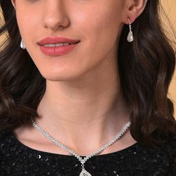 SOHI White Silver-Plated Artificial Stones-Studded Jewellery Set-image-80