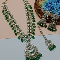 AASHISH IMITATION American Diamond-Studded & Beaded Jewellery Set-46