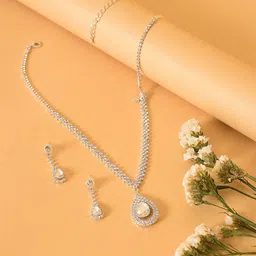 DressBerry Silver-Plated Stone-Studded Jewellery Set-12