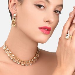 Zaveri Pearls Gold-Toned Crystal Shine Stones Studded Jewellery Set-image-71