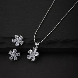 Carlton London Silver-Toned Crystal Studded Jewellery Set-19