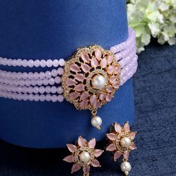 Kennice Kundan Studded & Beaded Choker Jewellery Set-image-30