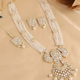 Zaveri Pearls Gold-Plated Kundan Stone Studded & Bedded Jewellery Set-30