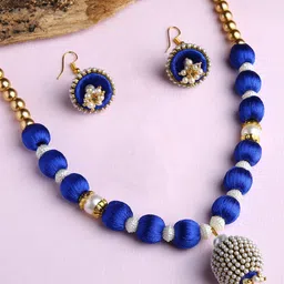 AKSHARA Gold-Plated & White Beaded Thread Jewellery Set-image-76