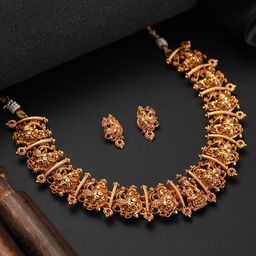 Jazz and Sizzle Gold-Plated Stone-Studded Temple Jewellery Set-47