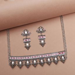 Voylla Silver-Plated Oxidised Jewellery Set-26