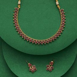 TEEJH Women Gold-Plated Stone Studded Jewellery Set-image-68