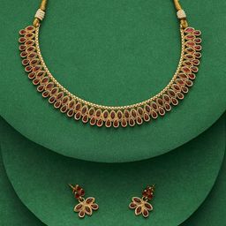TEEJH Women Gold-Plated Stone Studded Jewellery Set-picture-22