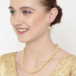 PANASH Gold-Toned Pearl Studded Handcrafted Jewellery Set-image-65