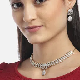 YouBella Gold-Plated White AD Stone-Studded Jewellery Set-22