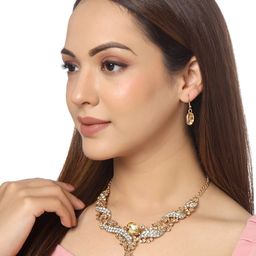 Yellow Chimes Gold Plated Crystal Studded Jewellery  Set-image-44