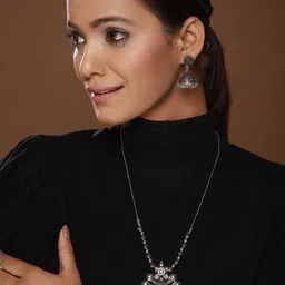 Anouk Silver-Plated Oxidized German Silver Circular Shaped Jewellery Set-55