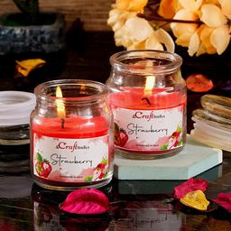 eCraftIndia Set of 2 Strawberry Scented Jar Candle-12
